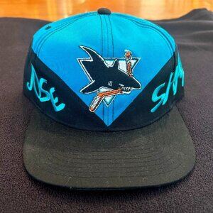 SAN JOSE SHARKS VINTAGE SNAPBACK HAT RARE 90's NHL DEAD STOCK